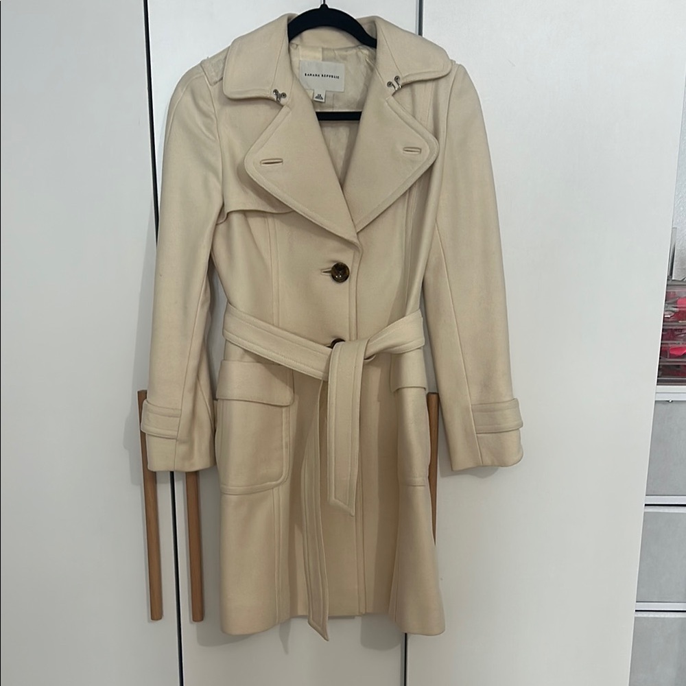 Calvin Klein Cream Trench Coat with Belt